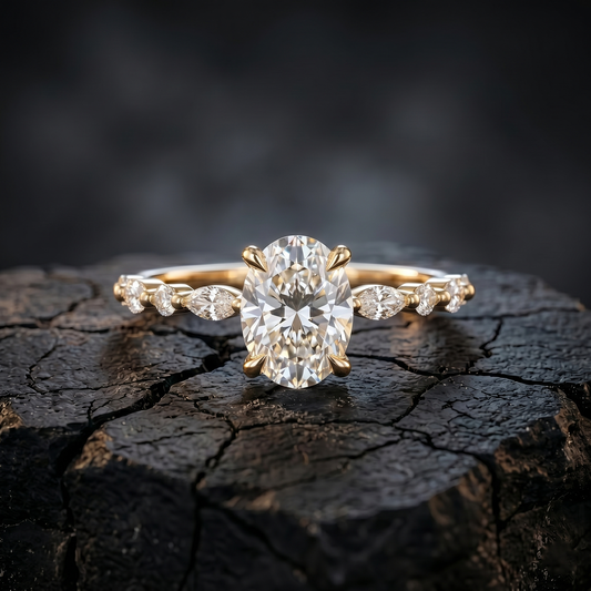 1.00 CT Oval Cut CVD Lab Grown Diamond Engagement Ring