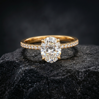 3.00 Ct IGI Certified Oval Cut Lab Grown Diamond Hidden Halo Ring