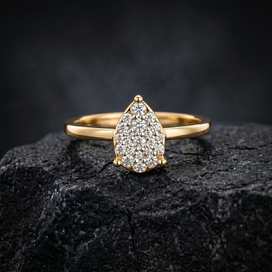 Pear Shape Natural Diamond Cluster Wedding Proposal Ring