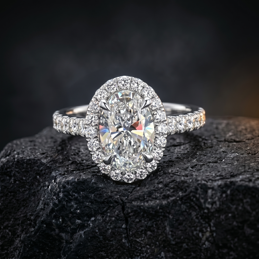 3.00 Ct IGI Certified Oval Cut White Gold lab Grown Diamond Engagement Ring