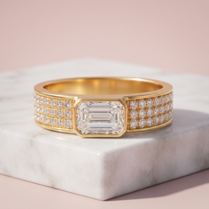 0.50 Ct Emerald Cut Lab Grown Diamond Engagement Ring