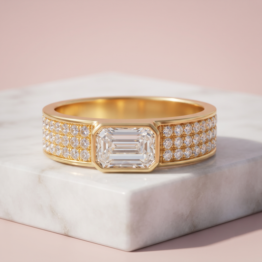 0.50 Ct Emerald Cut Lab Grown Diamond Engagement Ring