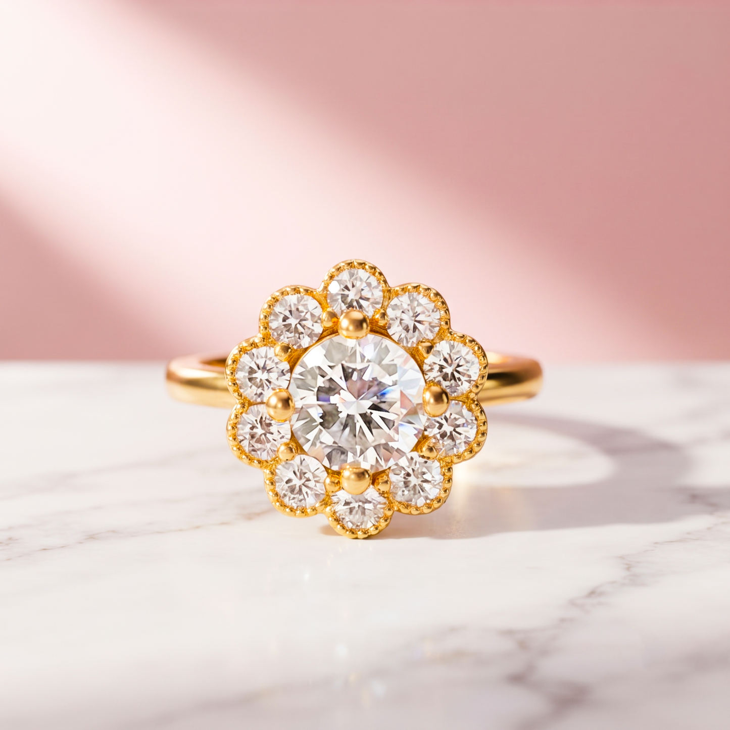 1.00 ct IGI Certified Lab Grown Solitaire Diamond Vintage Halo Engagement Ring