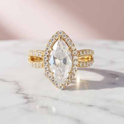 1.50 CT Marquise Cut Colorless Moissanite Engagement Ring