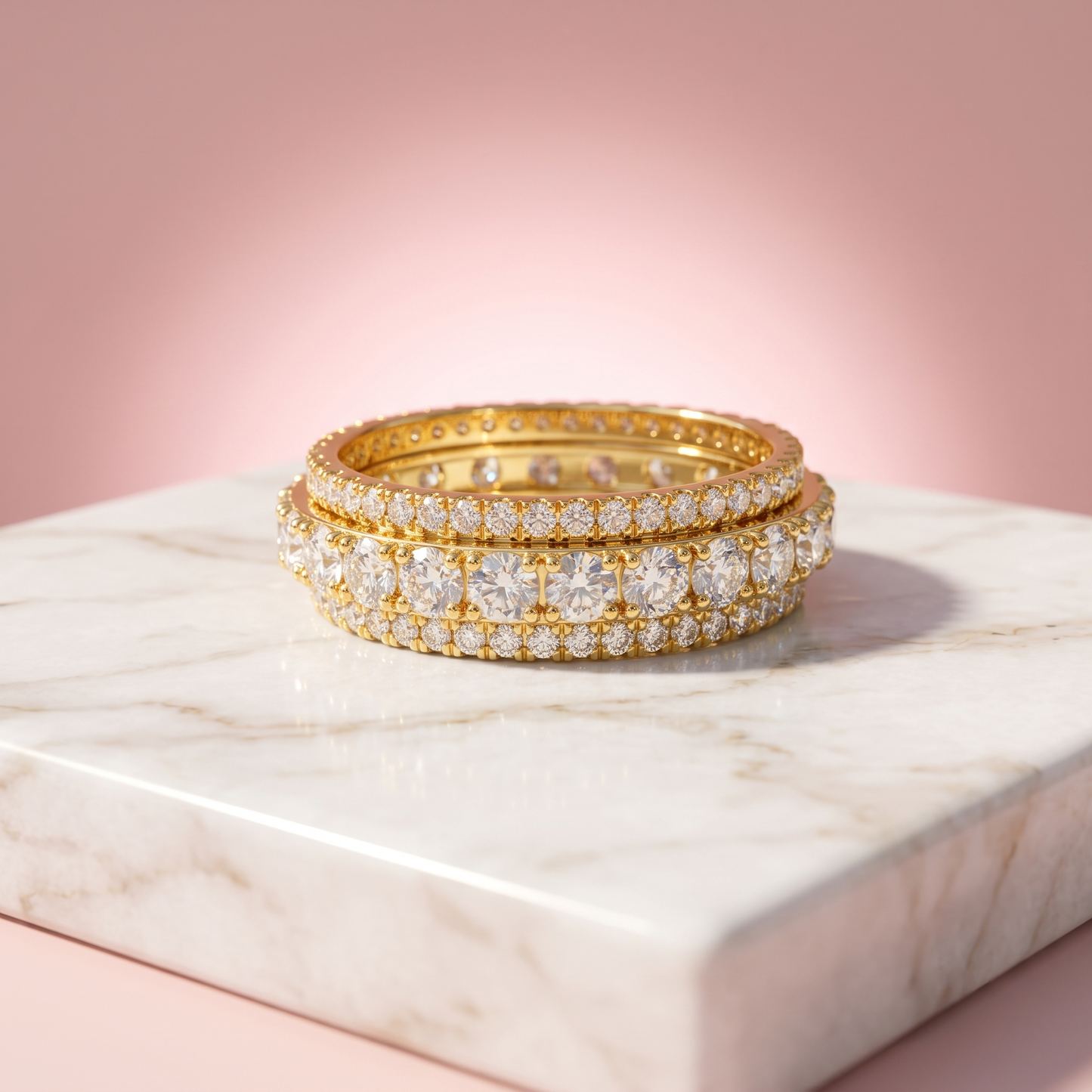 14K Solid Gold Diamond Eternity Royal Wedding Band