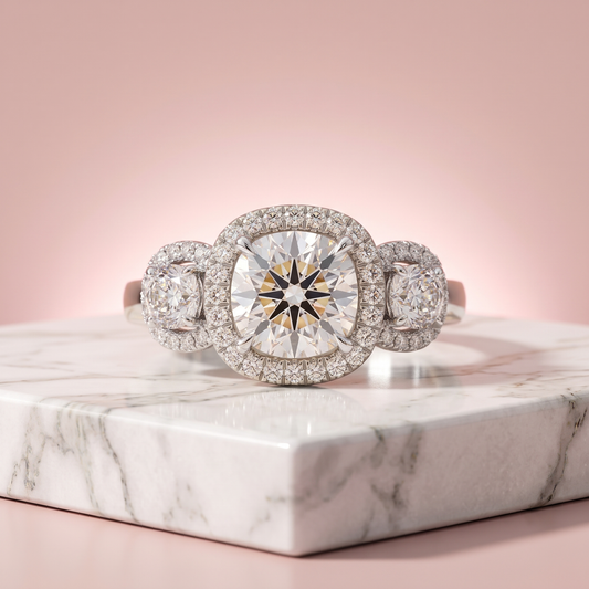 Brilliant Round Cut Three Stone Moissanite Engagement Ring