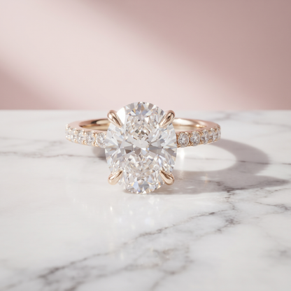 3.00 Ct Colorless Oval Cut Moissanite Engagement Ring