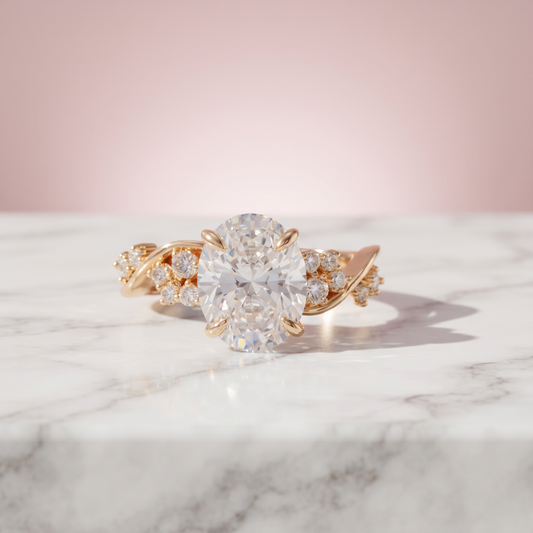 2.00 Ct Colorless Oval Cut Solitaire Moissanite Engagement Ring