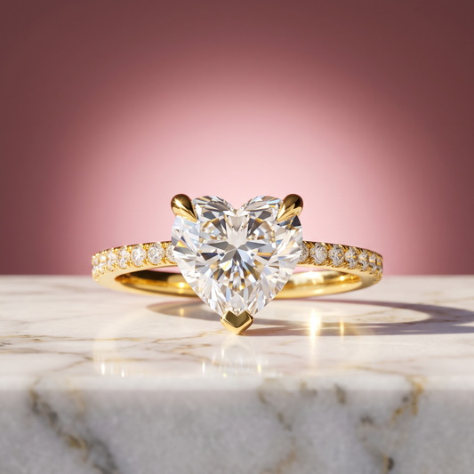 IGI Certified 1.0 - 2.0 Ct Heart Cut Hidden Halo Lab Grown Ring