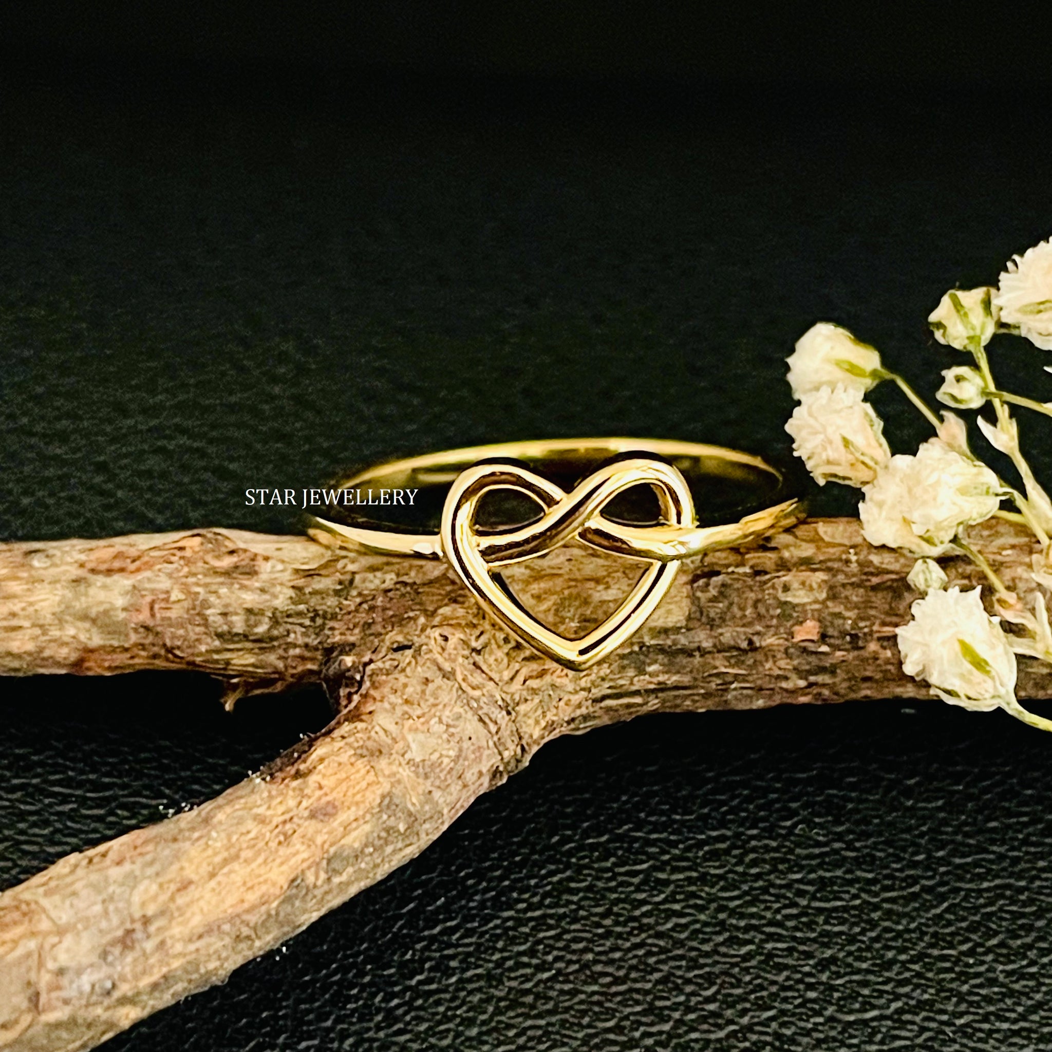 Solid Gold Dainty Twist Heart Ring