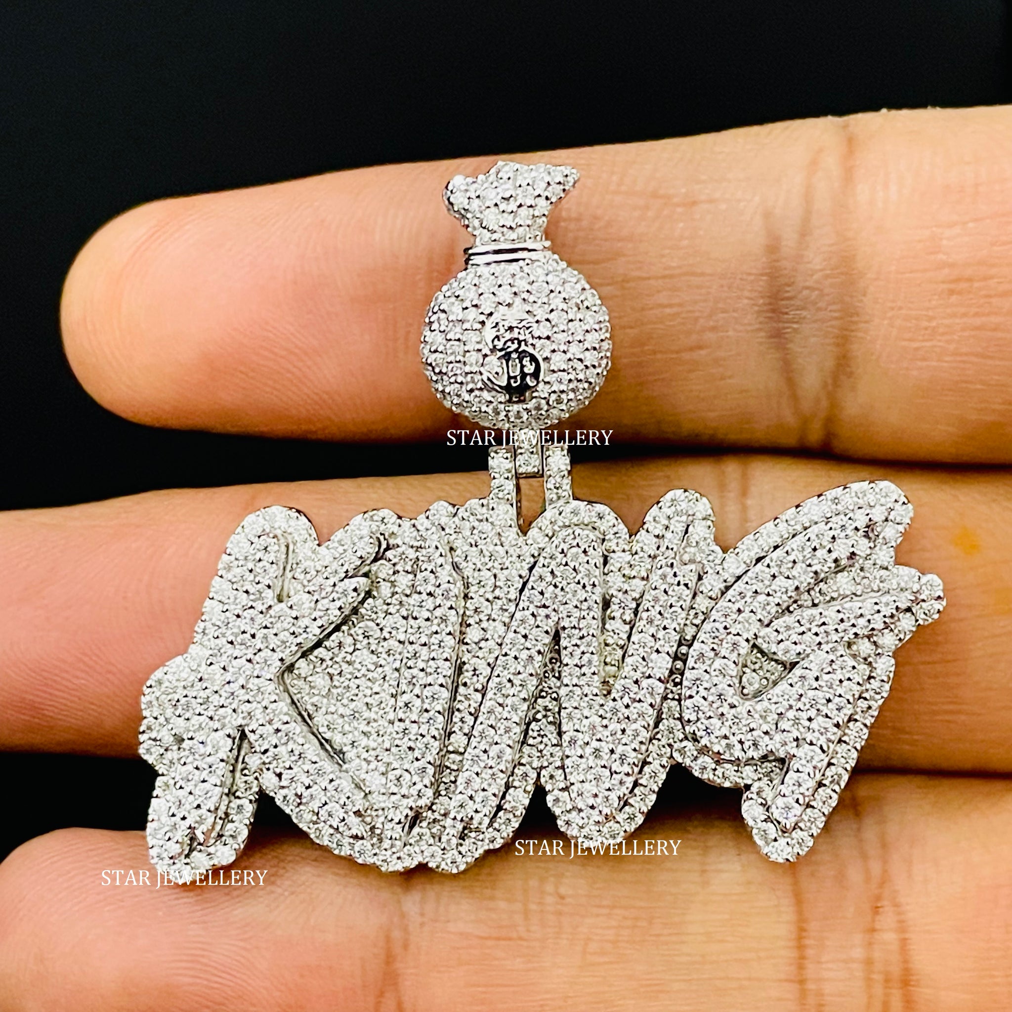 Custom Letter Iced Out VVS Moissanite KING Pendant