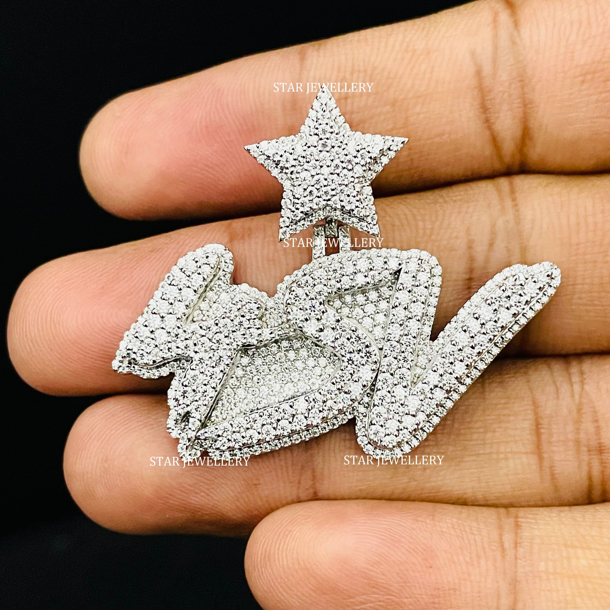 Iced Out VVS Moissanite Pendant with Custom STAR Bail