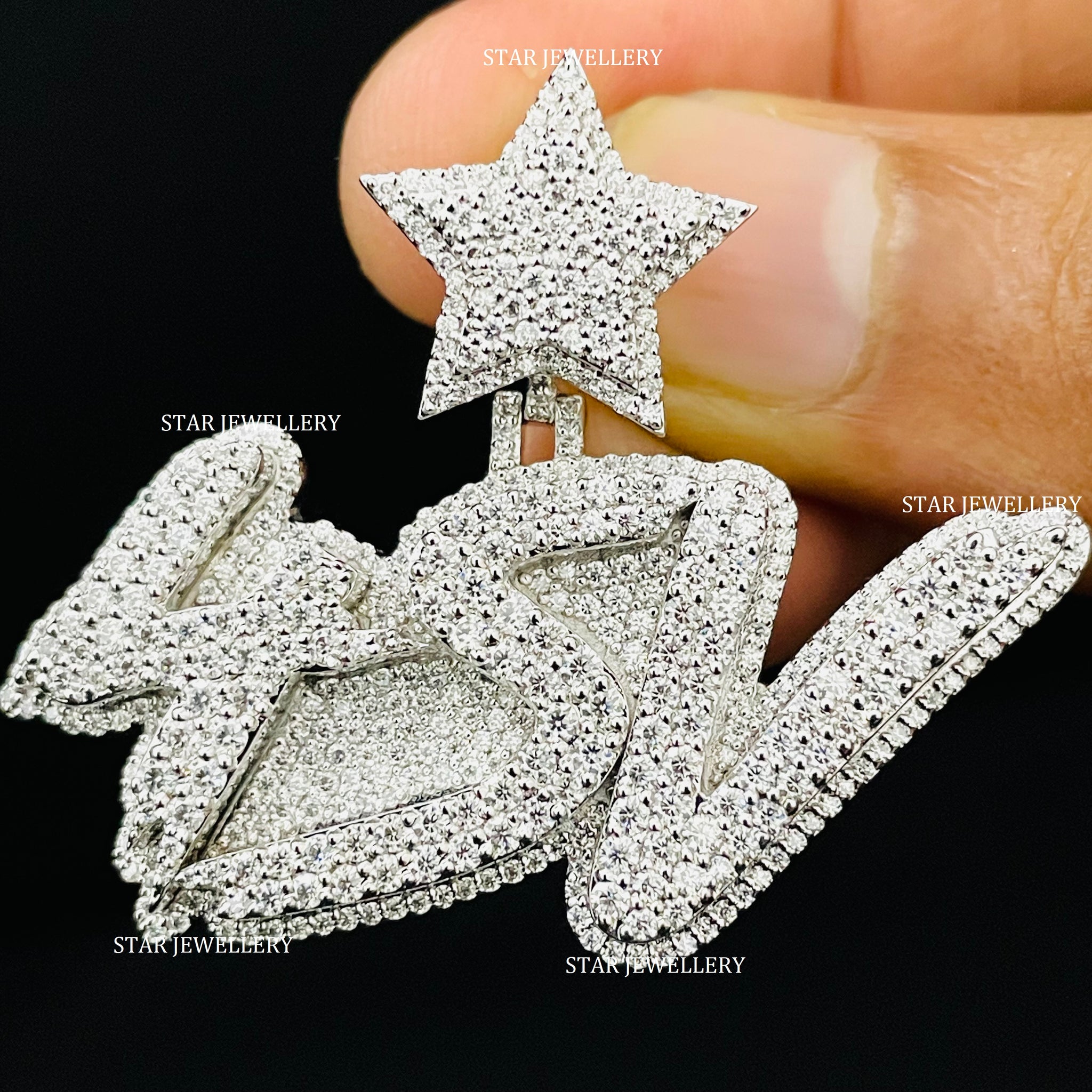 Iced Out VVS Moissanite Pendant with Custom STAR Bail