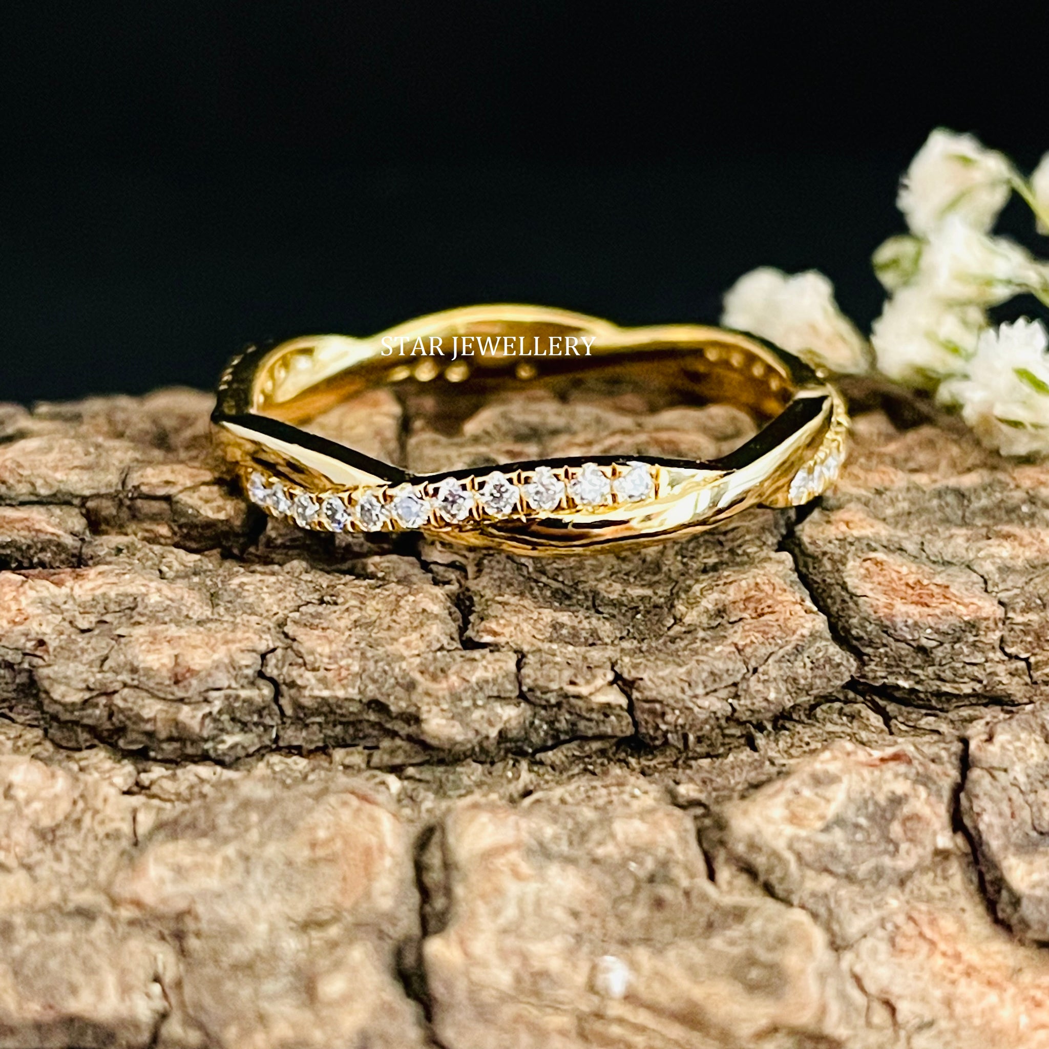 Natural Diamond Thin Infinity Eternity Wedding Ring