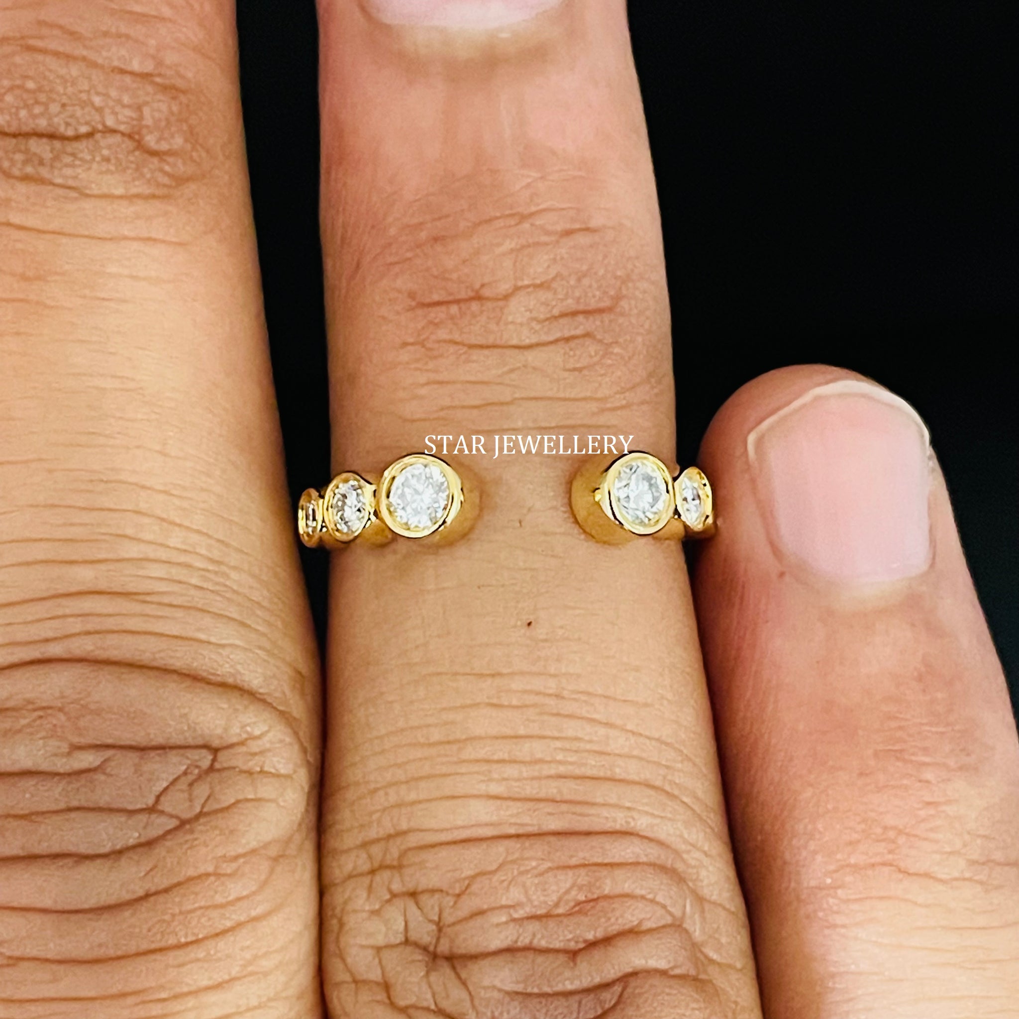 Solid Gold Trio Stone CVD Diamond Open Ring