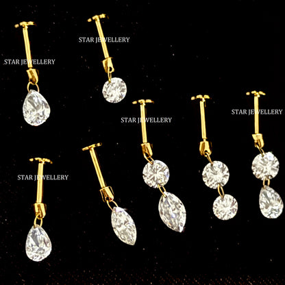 Floating Round Diamond Stud Earring
