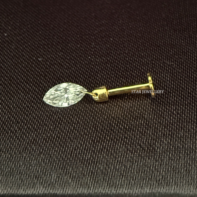 Floating marquise diamond stud earring in 14K gold