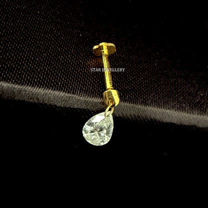 Floating Pear Diamond Stud Earring