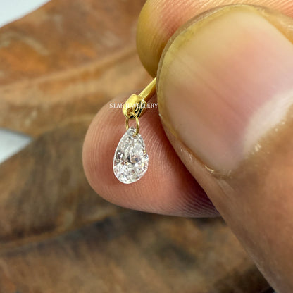 Floating Pear Diamond Stud Earring