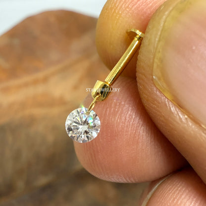 Floating Round Diamond Stud Earring