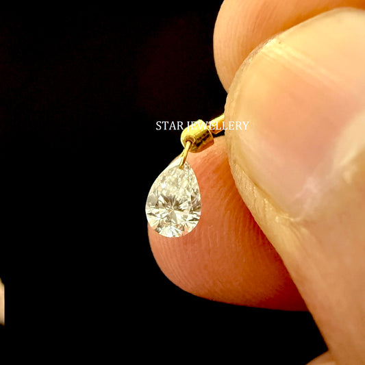 Floating Pear Diamond Stud Earring