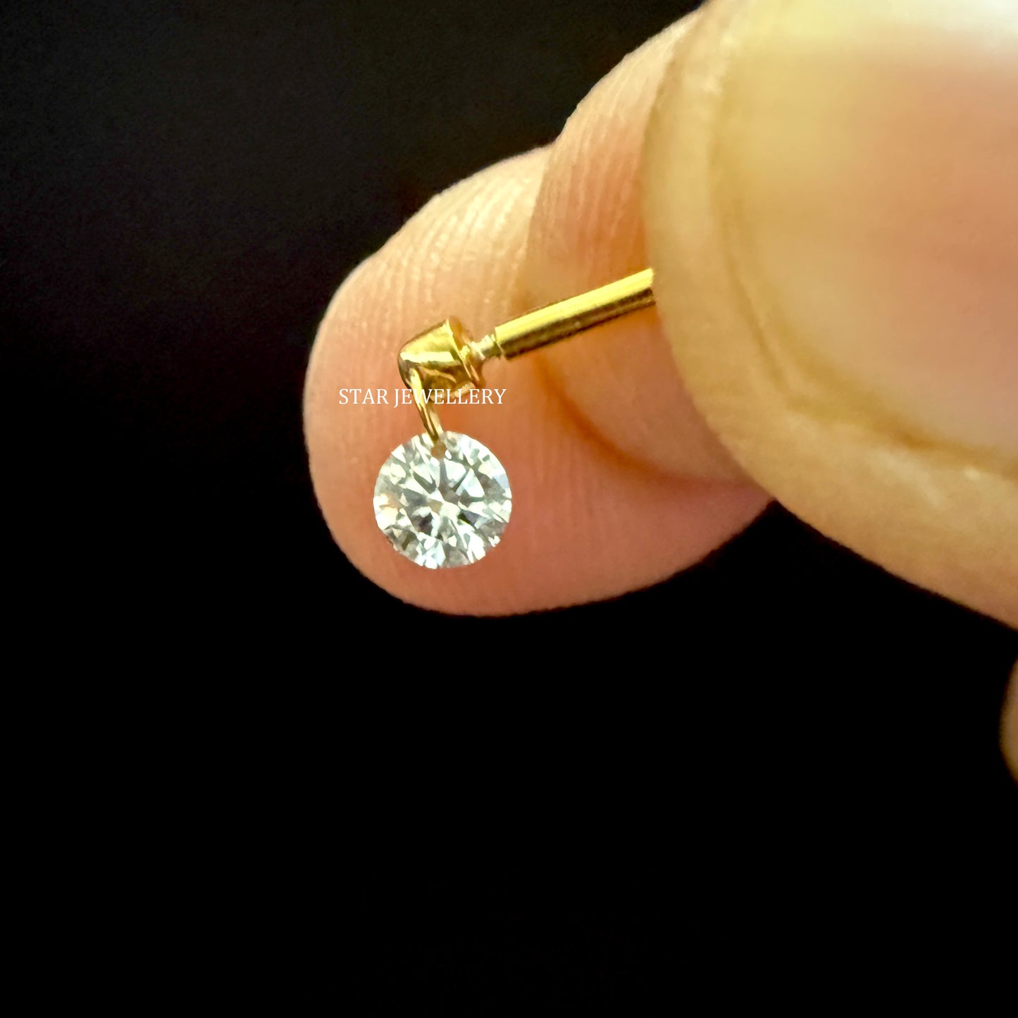 Floating Round Diamond Stud Earring