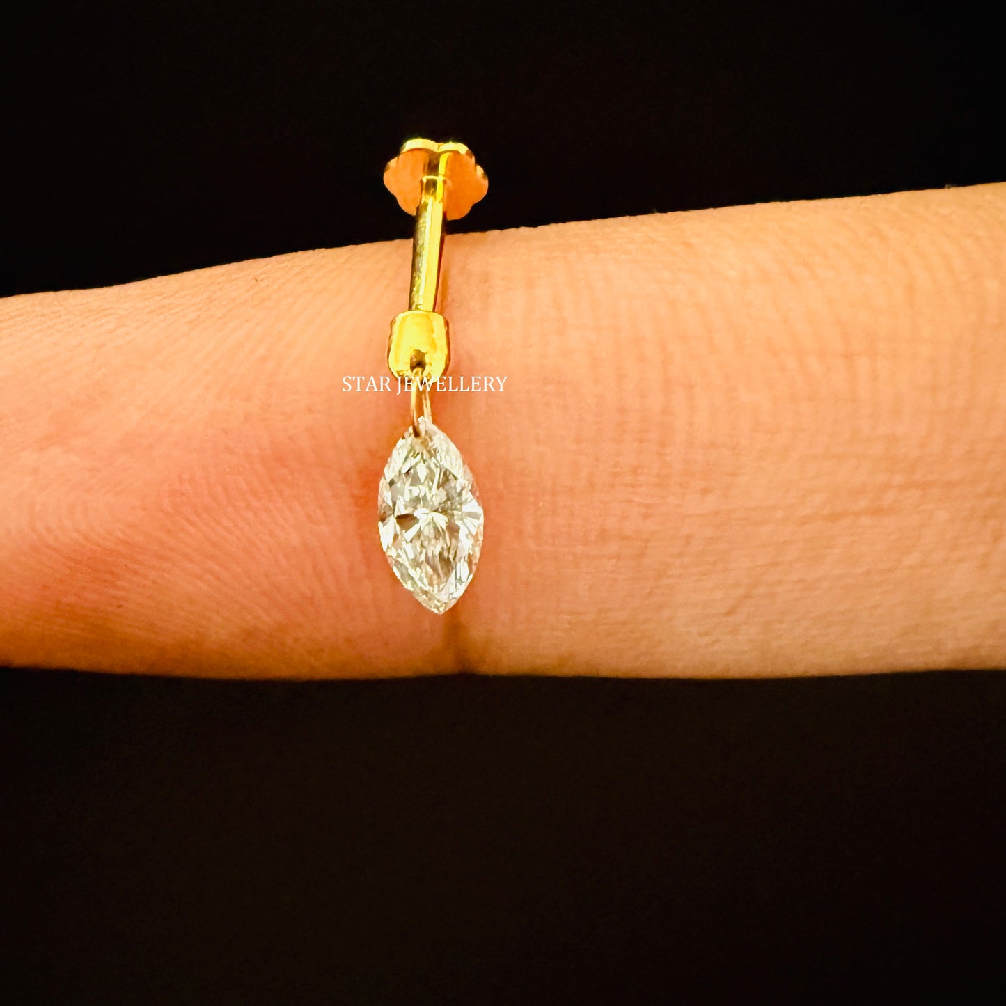 Floating Marquise Diamond Stud Earring