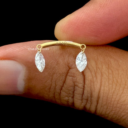 14K Gold Double Marquise Lab Diamond Drape Earring