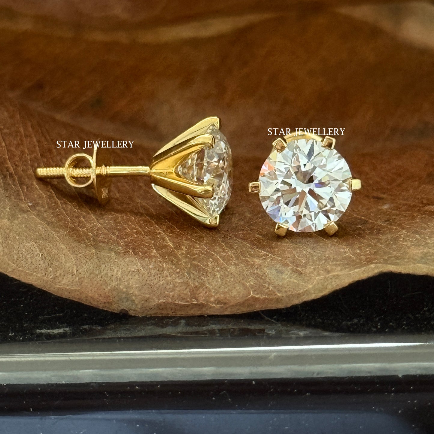 2.00 Ct Lab Grown Diamond Stud Earrings: 14K Solid Gold Unisex