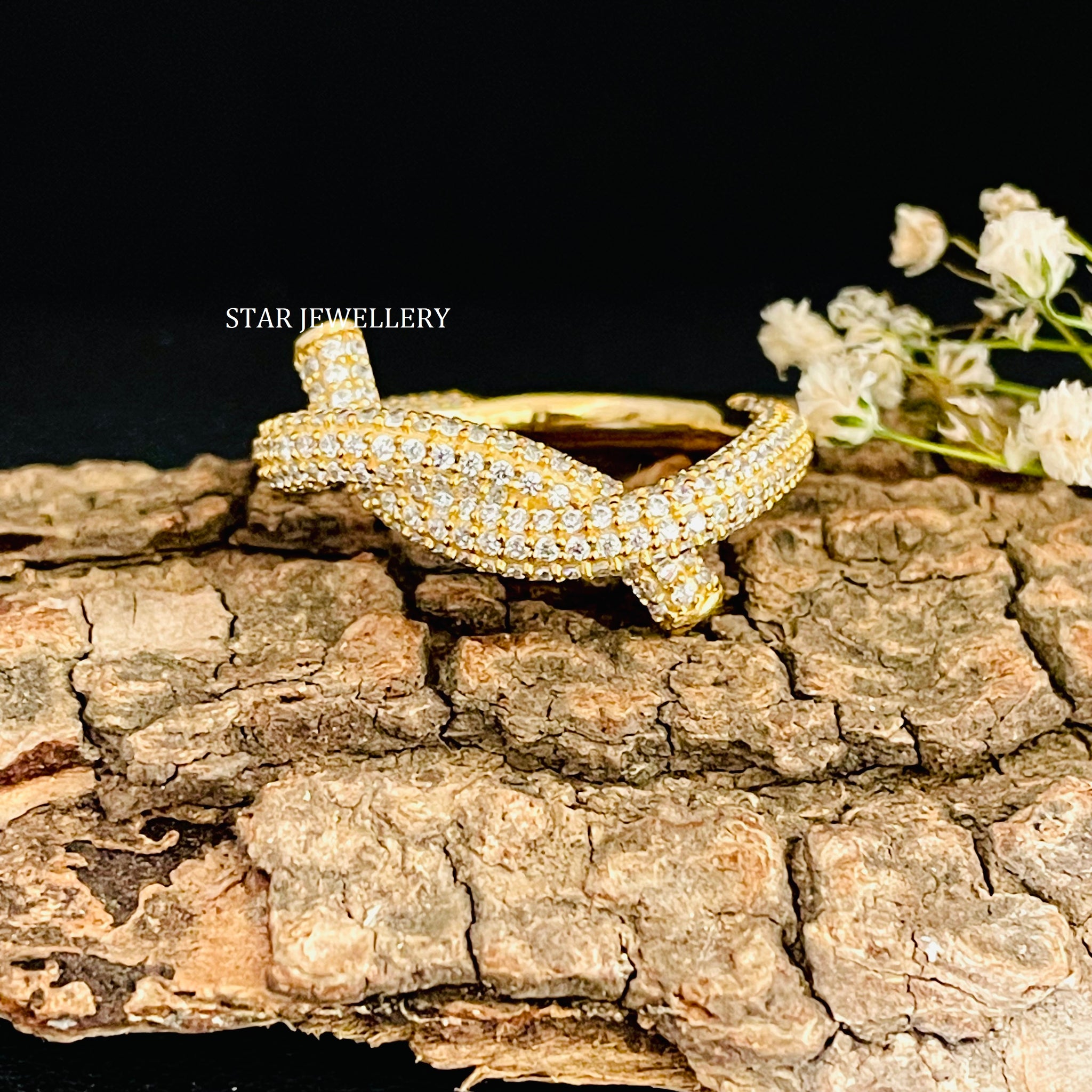 14K Solid Gold Pave Set Twist Diamond Ring