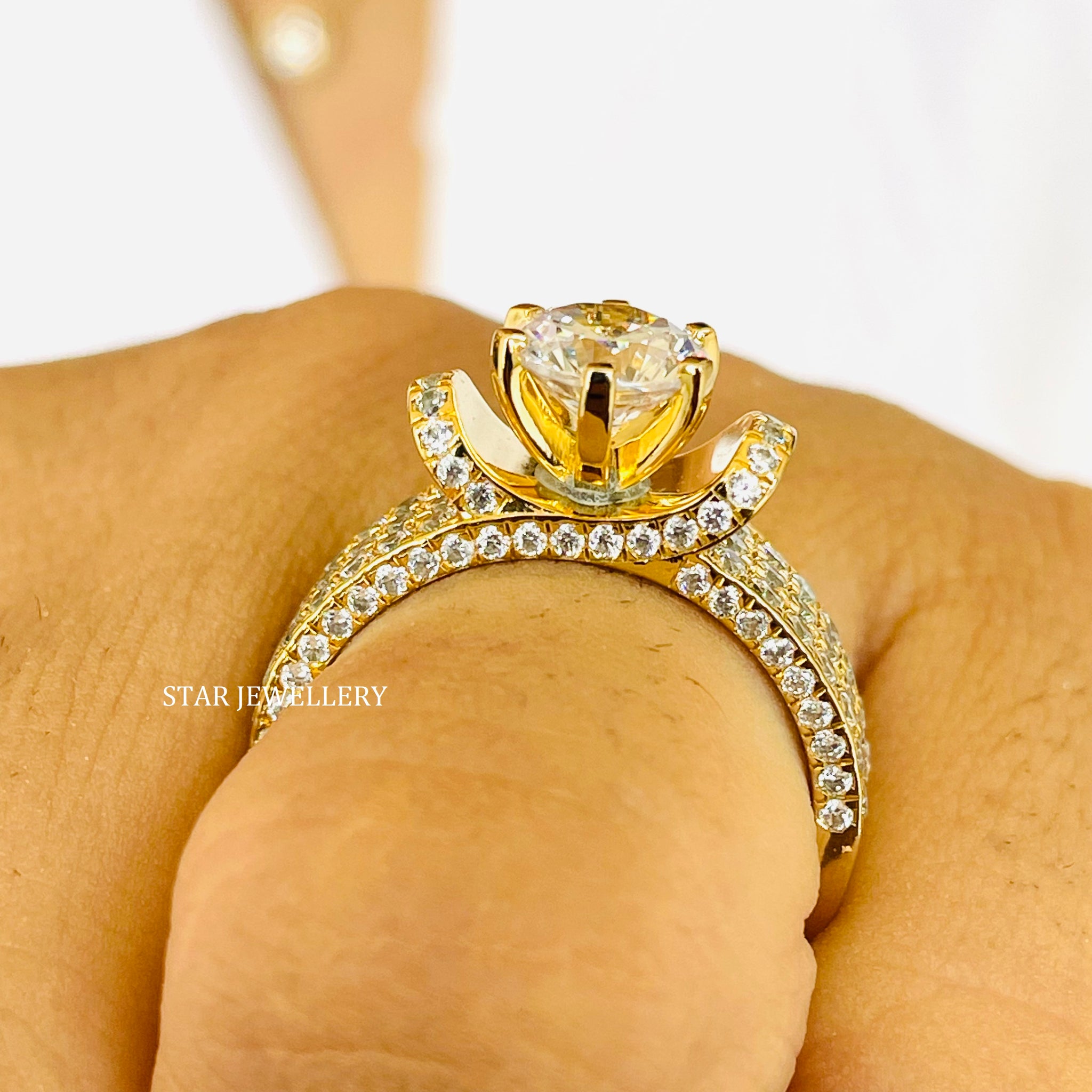 14K Gold CVD Solitaire Diamond Ring