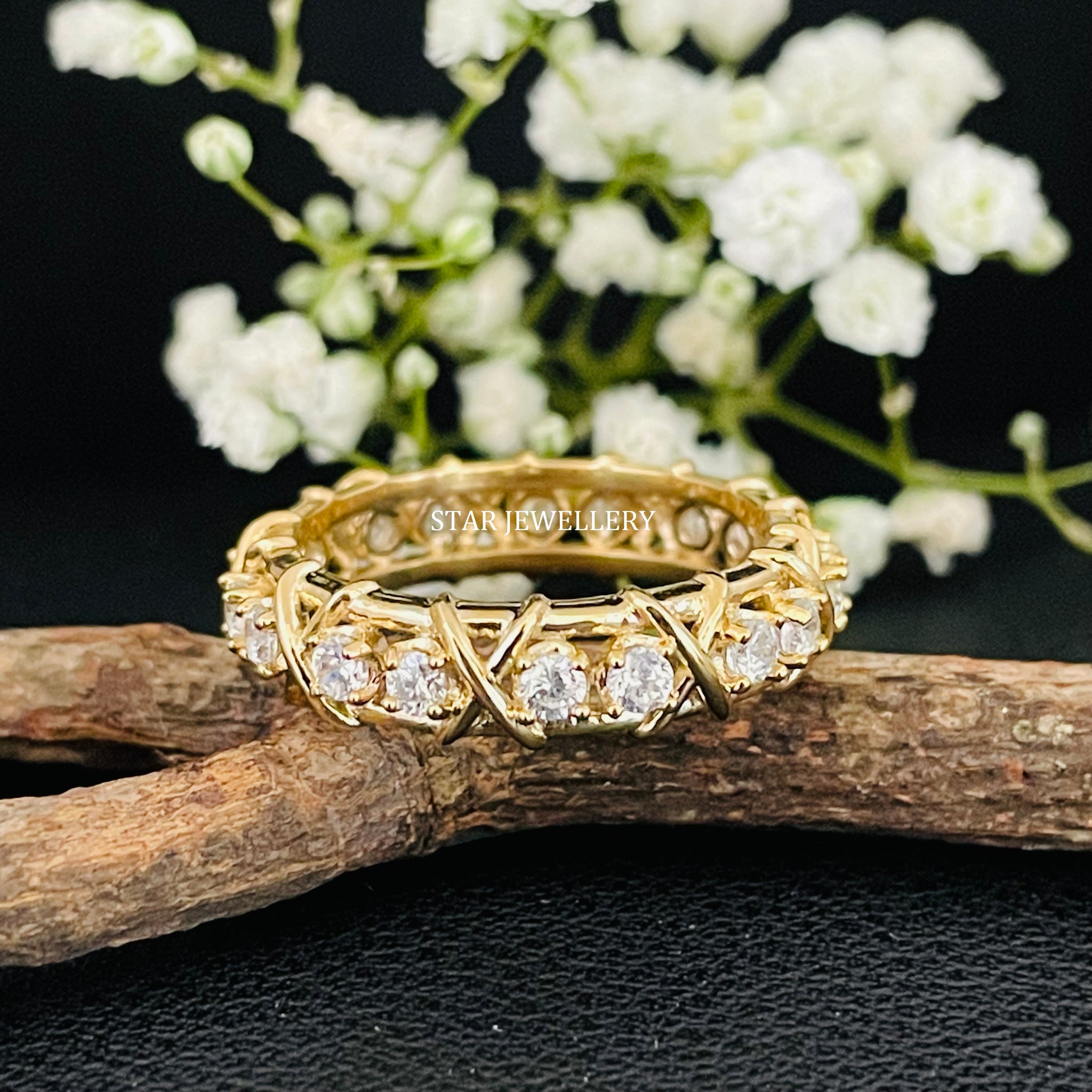 14K Solid Gold Lab Grown Diamond Eternity Wedding Ring
