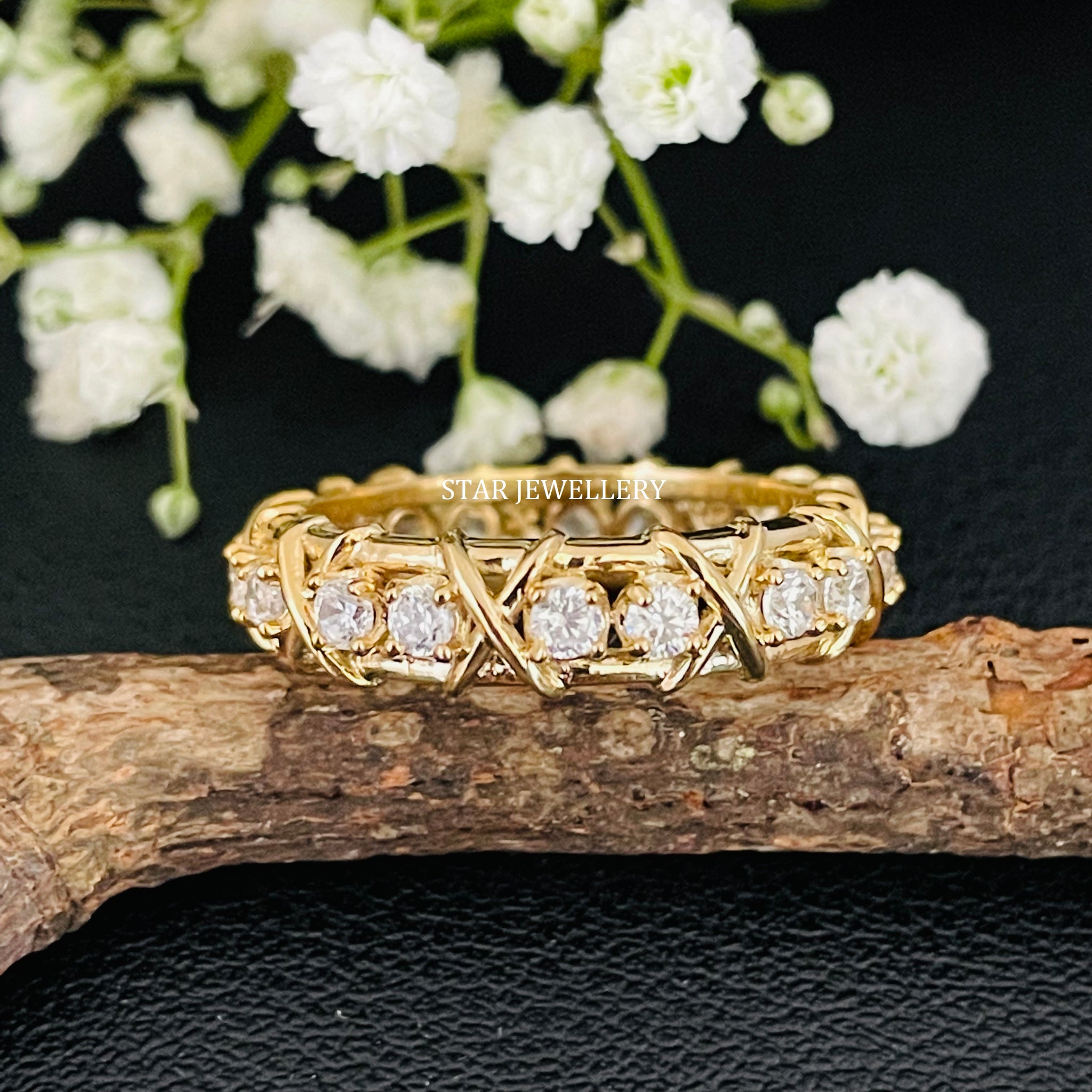 14K Solid Gold Lab Grown Diamond Eternity Wedding Ring