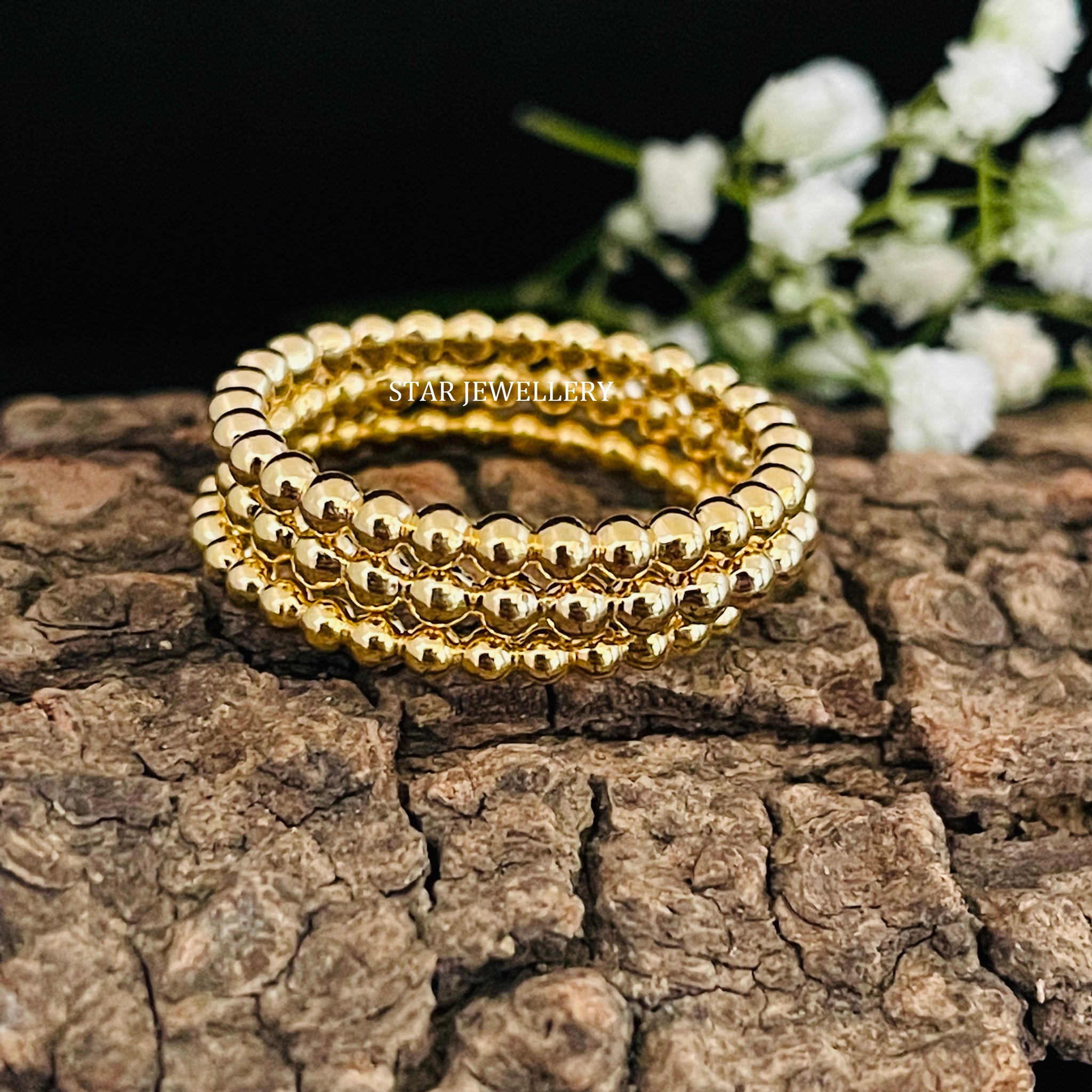 Solid Gold Bead Wedding Ring