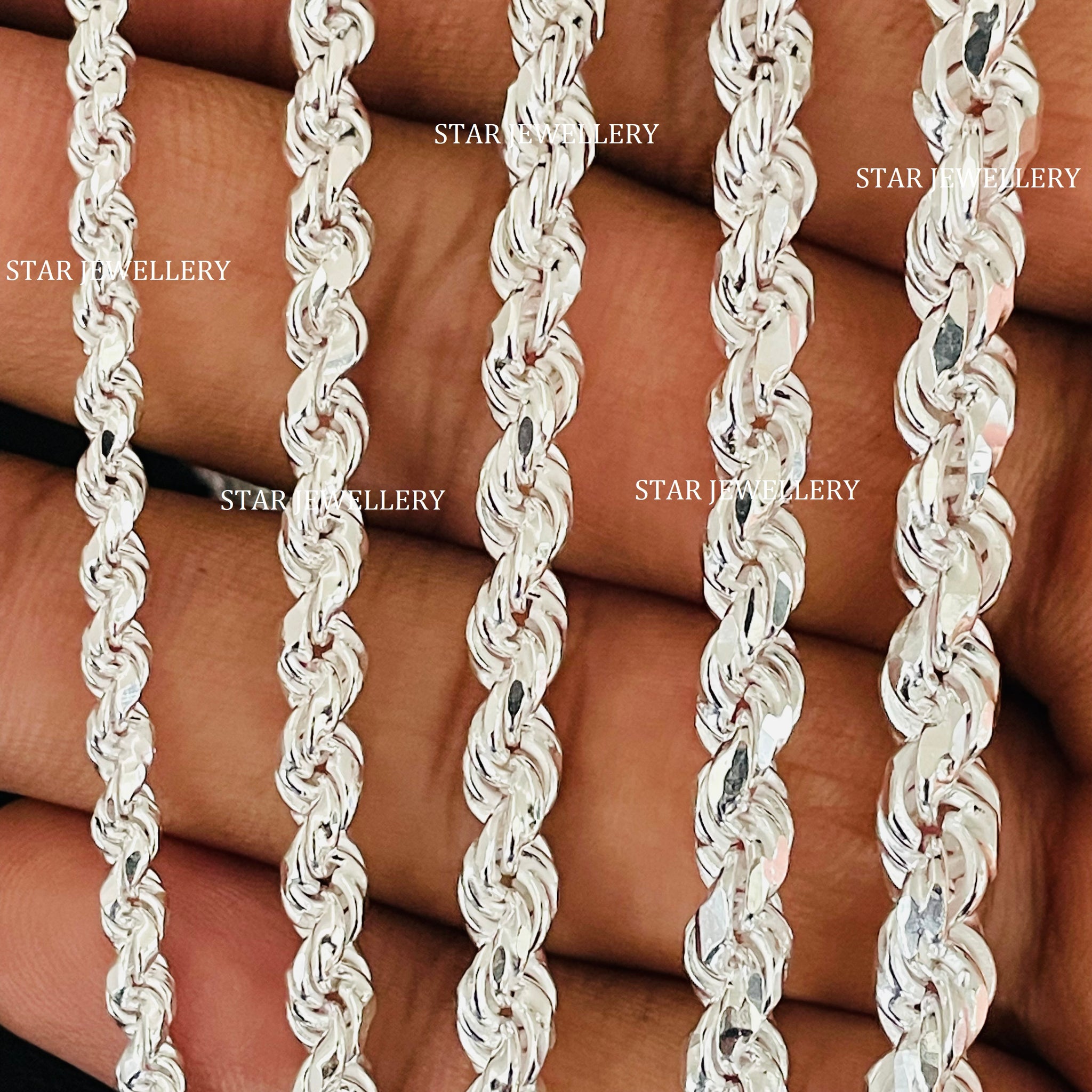 925 Sterling Silver Solid Rope Chain