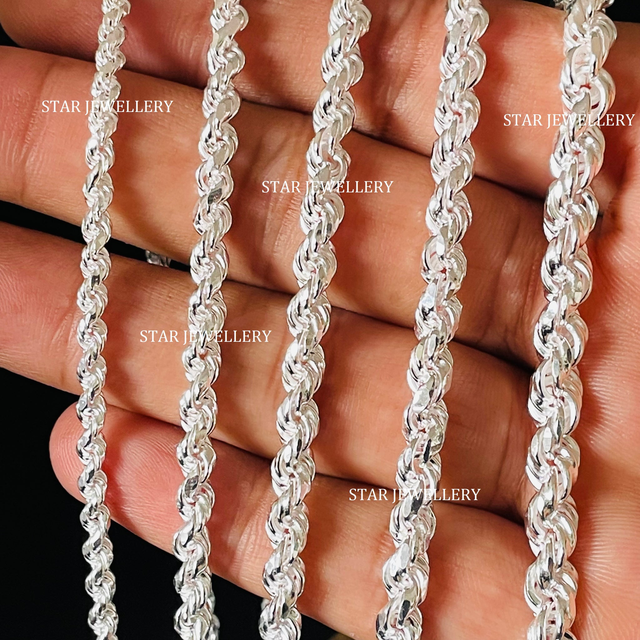 925 Sterling Silver Solid Rope Chain