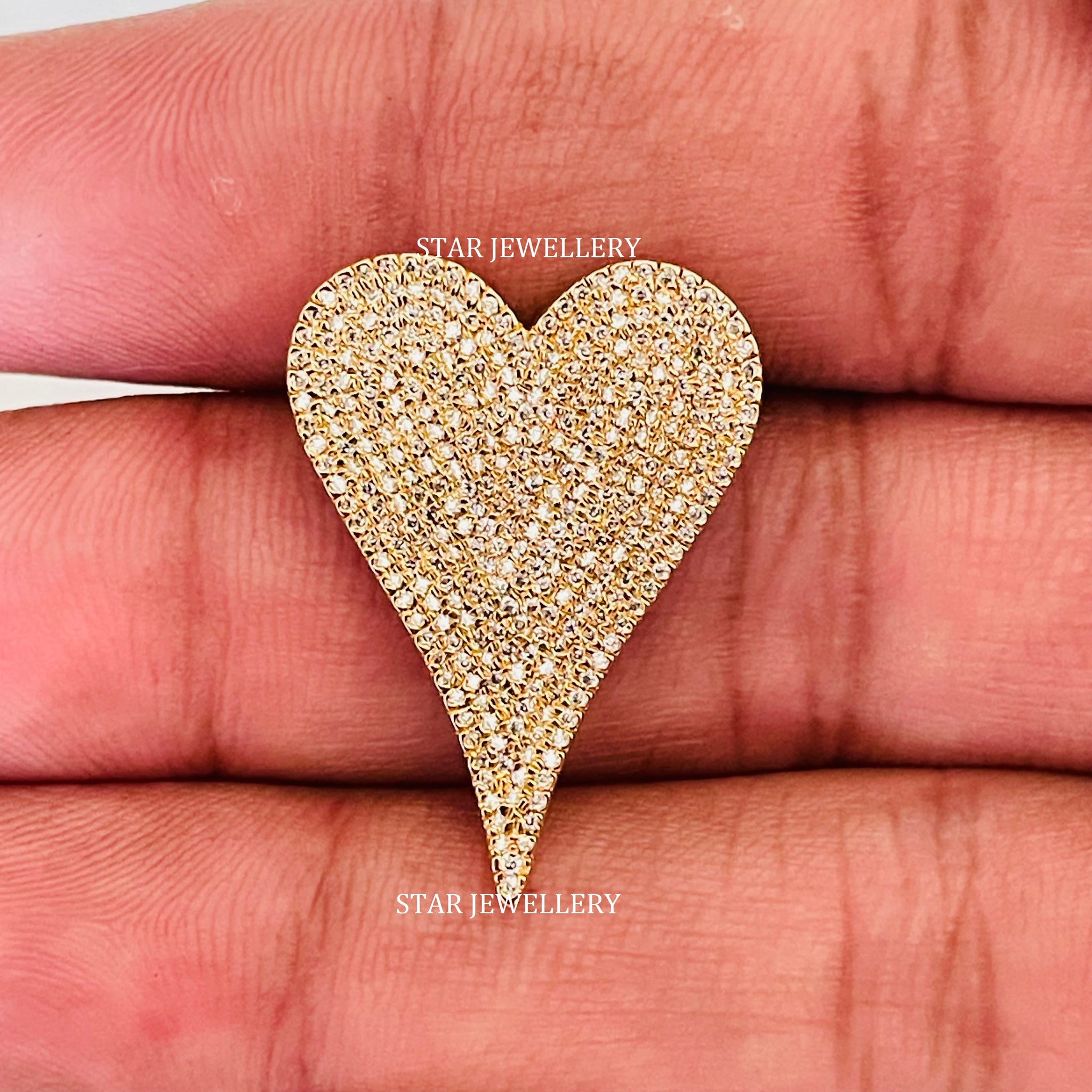 Natural Diamond Elongated Heart Pendant