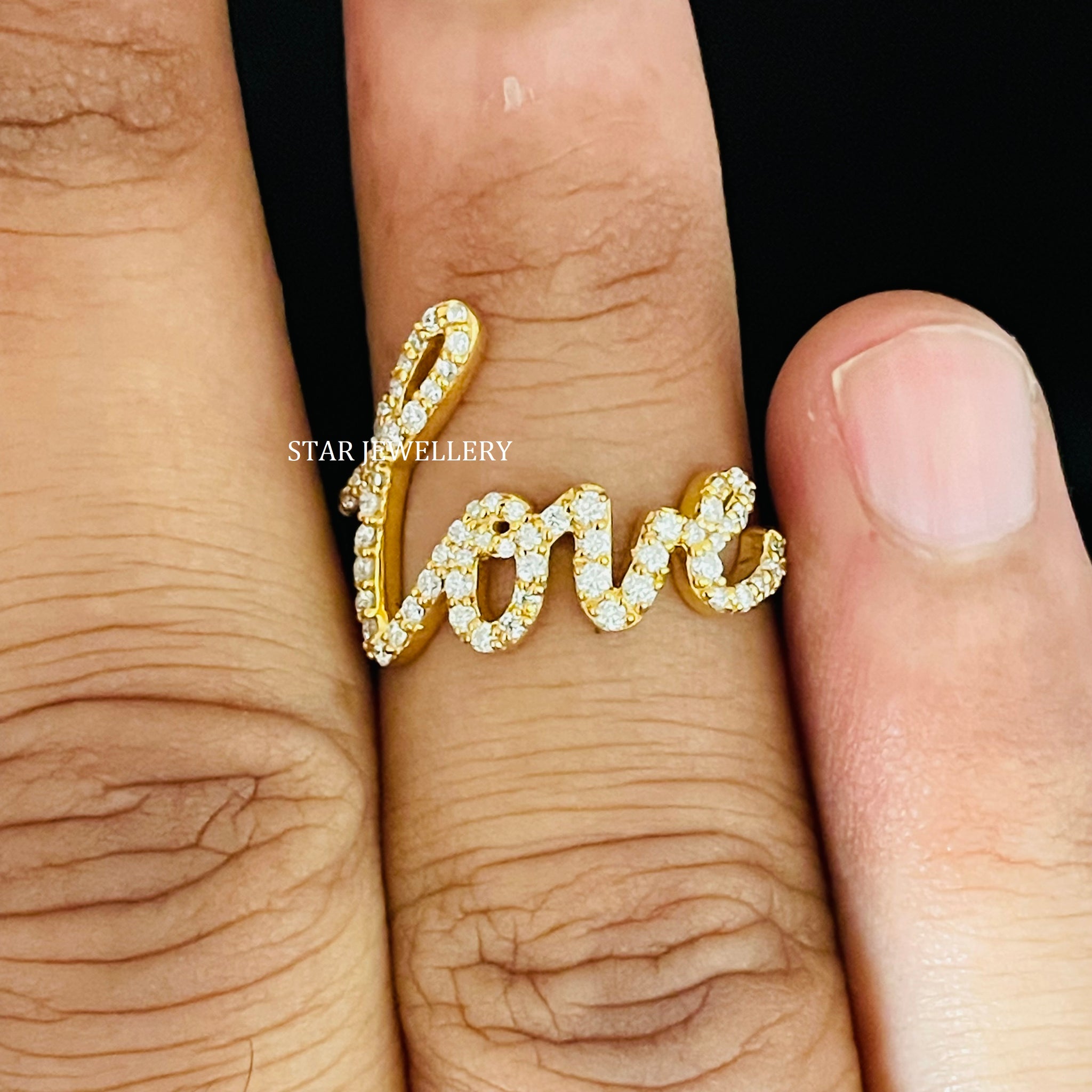Natural Diamond LOVE Ring