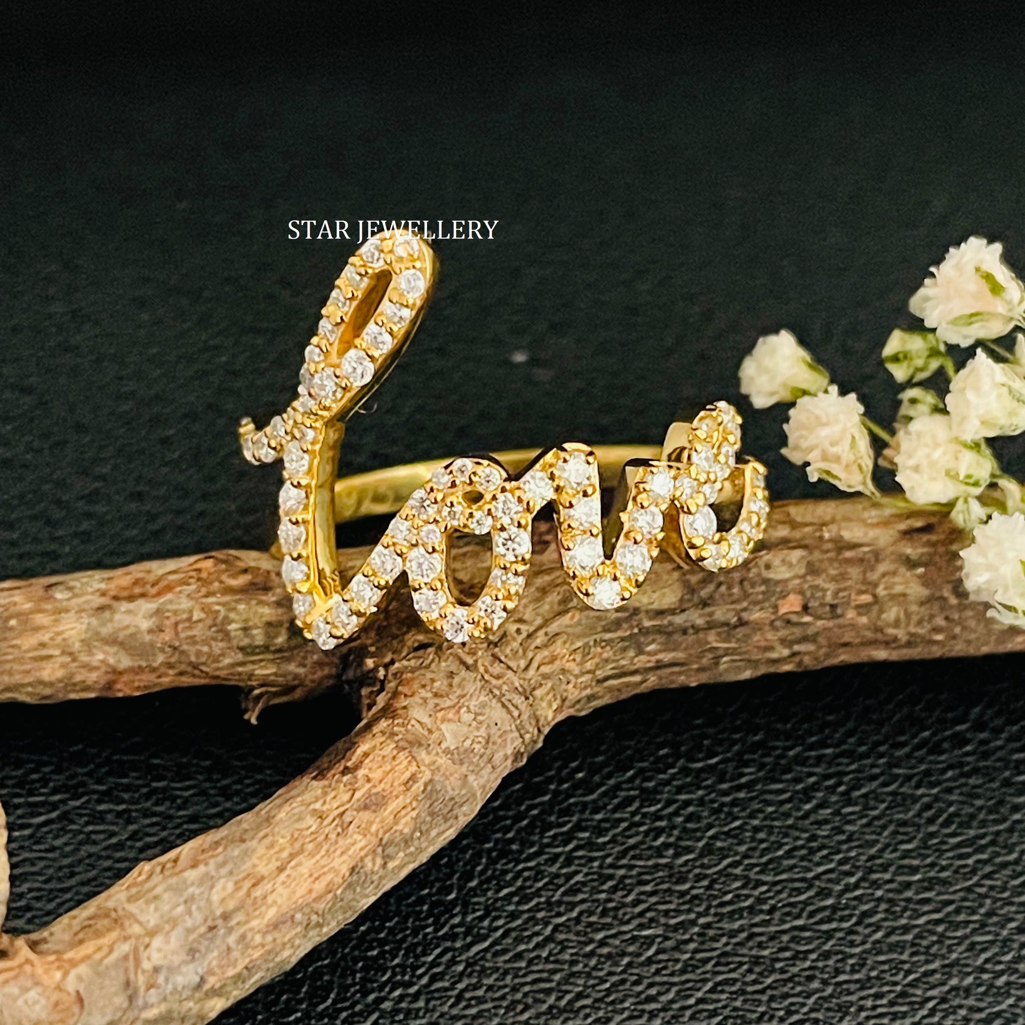 Natural Diamond LOVE Ring