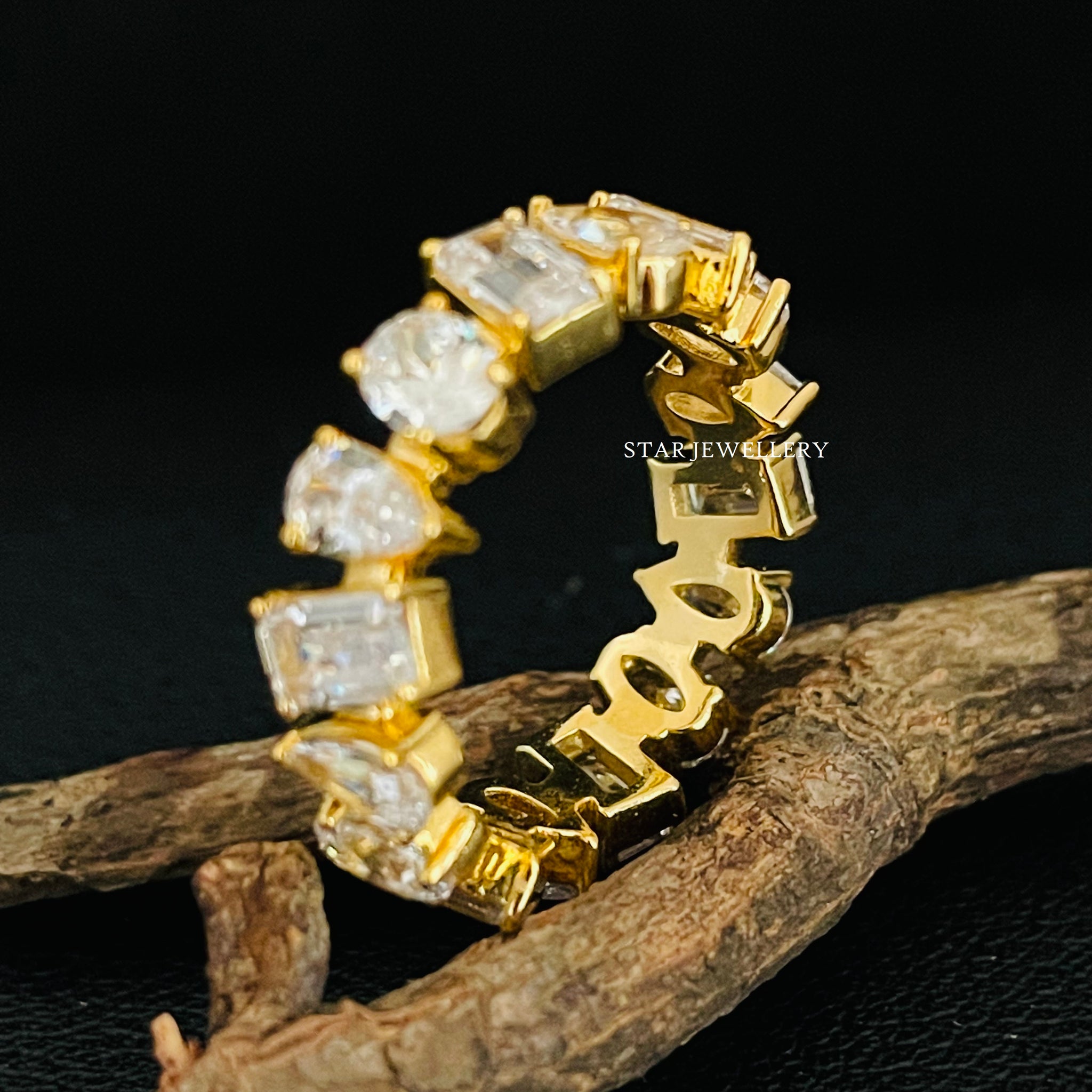 Multi Shape Brilliant Cut Moissanite Eternity Ring