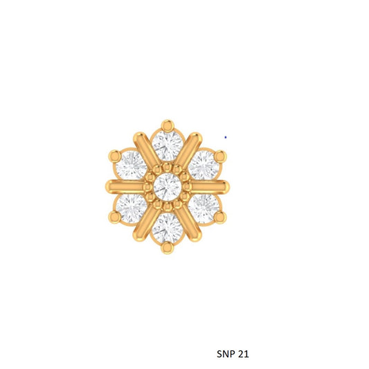 Natural Diamond Flower Stud for Nose Tragus Lobe Conch