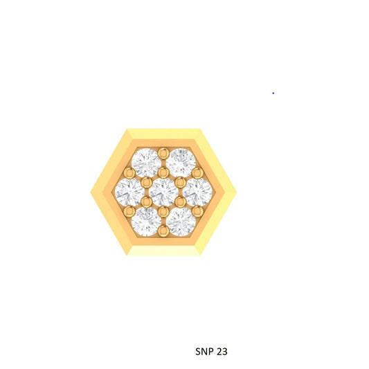 Natural Diamond Cluster Hexagon Stud for Nose Ear Piercing