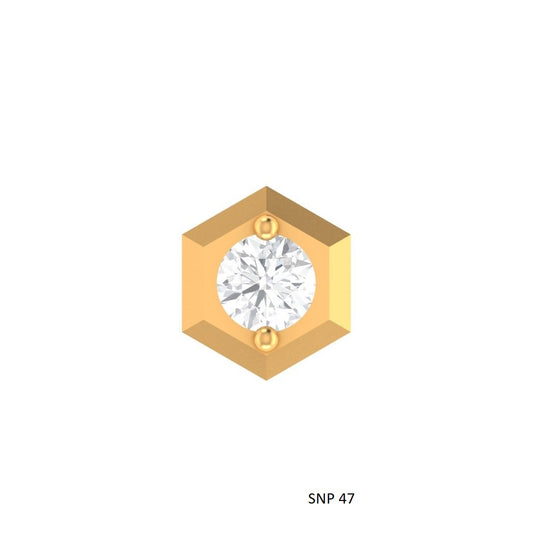 Natural Diamond Hexagon Stud for Ear Piercing