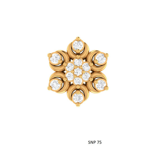 Natural Diamond Flower Ear Piercing