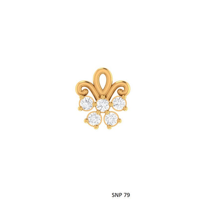 Natural Diamond Flower Stud for Nose Ear Piercing