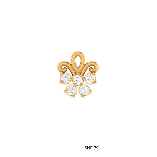 Natural Diamond Flower Stud for Nose Ear Piercing