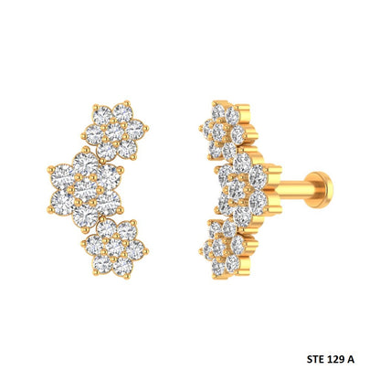 Natural Diamond Solid Gold Ear Climber