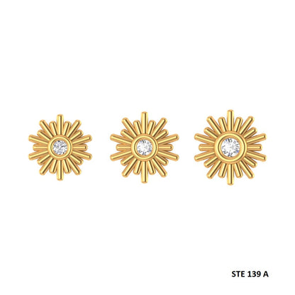 Sun Fire Diamond Stud Piercing with 14K Solid Gold