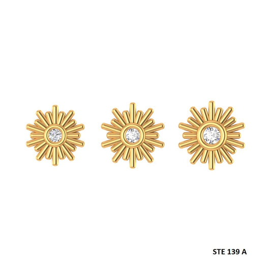 Sun Fire Diamond Stud Piercing with 14K Solid Gold