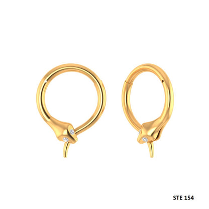 14K Solid Gold Snake Daith Piercing